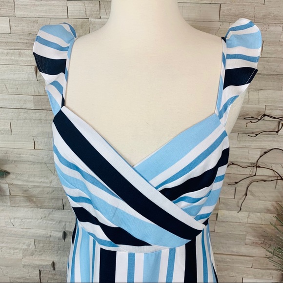 Draper James NWT Stripe Midi Dress White/Blue $250 - Picture 4 of 14
